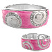 Stainless Steel Cuff Bracelet - Swirl Motif with Rhinestones - Pink (25mm)