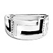 Stainless Steel Cuff Bracelet - Greek Key Motif with Rhinestones - Black and White (33mm)