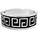 Stainless Steel Cuff Bracelet - Greek Key Motif with Black Detail (24mm)