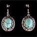 Hook Earrings w/ Turquoise Stone and Greek Key Motif (18mm)