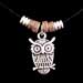 Black Leather Owl Necklace w/ Ceramic Beads ST1645 (3 Color Options)