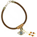 Rhinestone Mati Evil Eye Bracelet with Brown Leather Cord BI210