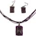 Enamel Swirl Motif Pendant w/matching cord and matching earrings - Purple KEN160 