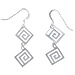 Sterling Silver Earrings - Handcrafted Hanging Double Greek Key Motif Links