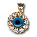 14k Gold Evil Eye Pendant - Flower-Shaped with Cubic Zirconia (13mm)