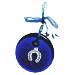 Blue Glass Good Luck Charm Round Ornament w/ Horseshoe Decoration (12cm)