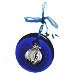 Blue Glass Good Luck Charm Round Ornament w/ Pomegranate Decoration (9cm)