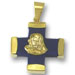 Gold & Blue Glass Cross Virgin Mary