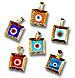 14k Gold Evil Eye Square 2-Sided Pendant 10mm