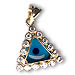 14k Gold Evil Eye Pendant - Triangle with Cubic Zirconia (15mm)