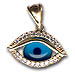 14k Gold Evil Eye Pendant - Eye-Shaped with Cubic Zirconia (22mm)