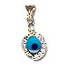 14k Gold Evil Eye Pendant - Eye-Shaped with Cubic Zirconia (12mm)