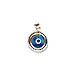 14k Gold Evil Eye Circular Pendant - (10mm) Clear Blue