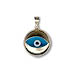 14k Gold Evil Eye Circular Pendant - Clear Blue (15mm) 