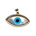 14k Gold Evil Eye Pendant - Eye-Shaped Mother of Pearl Greek Key (32mm)