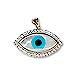 14k Gold Evil Eye Pendant - Eye-Shaped Mother of Pearl with Cubic Zirconia (32mm)