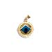 14k Gold Evil Eye Pendant - Diamond Eye Greek Key (12mm)