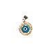 14k Gold Evil Eye Circle Pendant - Flower Eye with Greek Key (12mm)