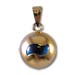 14k Gold Evil Eye Pendant - Circle Wave (9mm) 