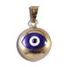 14k Gold Evil Eye Circle Pendant - 2 Sided Eye Design (10mm) 