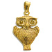 24k Gold Plated Sterling Silver Pendant - Owl (20mm)