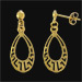 24k Gold Plated Sterling Silver Earrings - Teardrop w/ Greek Key Motif (29mm)