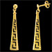24k Gold Plated Sterling Silver Earrings - Triangle w/ Greek Key Motif (44mm)