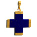 14k Gold Cross Pendant w/ Lapis Stone (18mm)