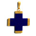 14k Gold Cross Pendant w/ Lapis Stone (15mm)
