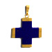14k Gold Cross Pendant w/ Lapis Stone (14mm)