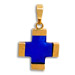 14k Gold Cross Pendant w/ Blue Glass (12mm)