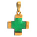 14k Gold Cross Pendant w/ Green Glass (12mm)