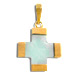 14k Gold Cross Pendant w/ Sea Green Glass (12mm)