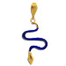 14k Gold Pendant - Serpent w/ Lapis Stone (24mm)
