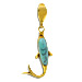 14k Gold Pendant - Dolphin w/ Turquoise Stone (16mm)