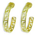 24k Gold Plated Sterling Silver Hoop Earrings - Greek Key Motif with Post (22mm)