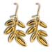 Gold Plated Olive Tree Branch Sterling Silver Earrings w/ Fish Hook backs 30mm