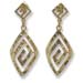 14K Gold Plated Sterling Silver Earrings - Curved Greek Key Diamond with Hammered Detail (33mm)