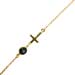 14k Gold Plated Sterling Silver Rope Chain Bracelet w/ 6mm evil eye and cross ornament