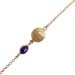 14k Gold Plated Sterling Silver Rope Chain Bracelet w/ 6mm evil eye and Phaistos Disc ornament