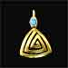 24k Gold Plated Sterling Silver Triangular Shaped Pendant w/ Greek Key & Opal (36mm)