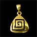 24k Gold Plated Sterling Silver Triangular Shaped Pendant w/ Greek Key Motif (25mm)