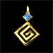 24k Gold Plated Sterling Silver Diamond Shaped Pendant w/ Greek Key & Opal (27mm)