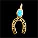 24k Gold Plated Sterling Silver Pendant - Horseshoe w/ Greek Key & Opal (28mm)