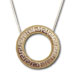 Two Tone 18K Gold Plated Sterling Silver Round Greek Key Pendant with Chain 