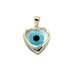 14k Gold Heart-shaped Pendant with Mother of Pearl Evil Eye 18mm