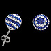 The Rio Collection - Swarovski Crystal Ball Post Earrings Greek Flag (10mm)