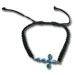 Black Komboskini Macrame Adjustable Bracelet with Sterling Silver & Opal Cross (26mm)