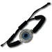 Black Komboskini Macrame Adjustable Bracelet with Sterling Silver Round "Mati" Evil Eye w/ Greek Key