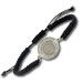 Black Komboskini Macrame Adjustable Bracelet with Sterling Silver Phaistos Disc Center (20mm)